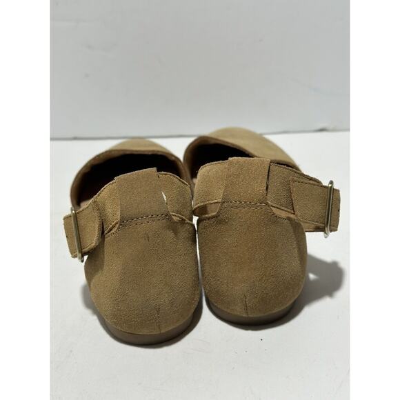 GAP D'Orsay Shoe Womens 6.5 M cognac Suede Ankle Strap Flat Hewitt sandals shoes - Picture 5 of 7